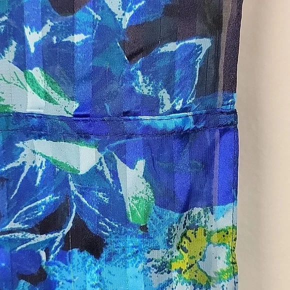 Infinity Circular Scarf Blue, Yellow & Black Floral Print 70 X 20 - Picture 7 of 7